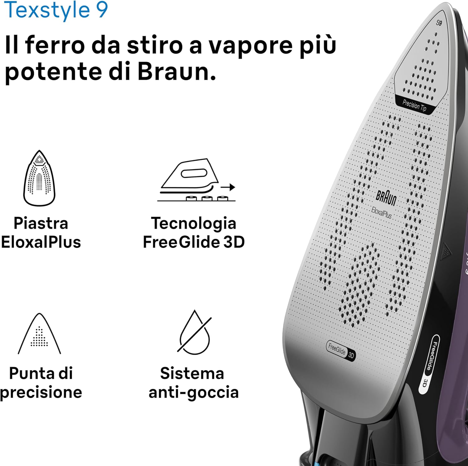 Braun Texstyle9 SI9661VI Ferro da Stiro a Vapore, Viola - immagine 3