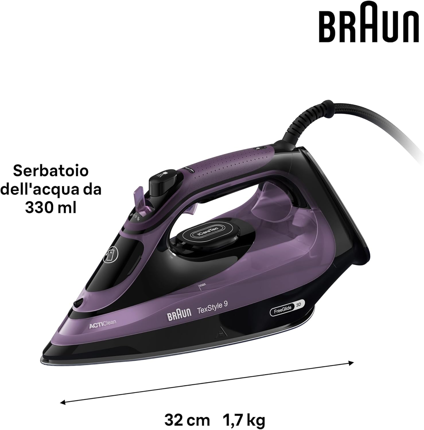 Braun Texstyle9 SI9661VI Ferro da Stiro a Vapore, Viola - immagine 4