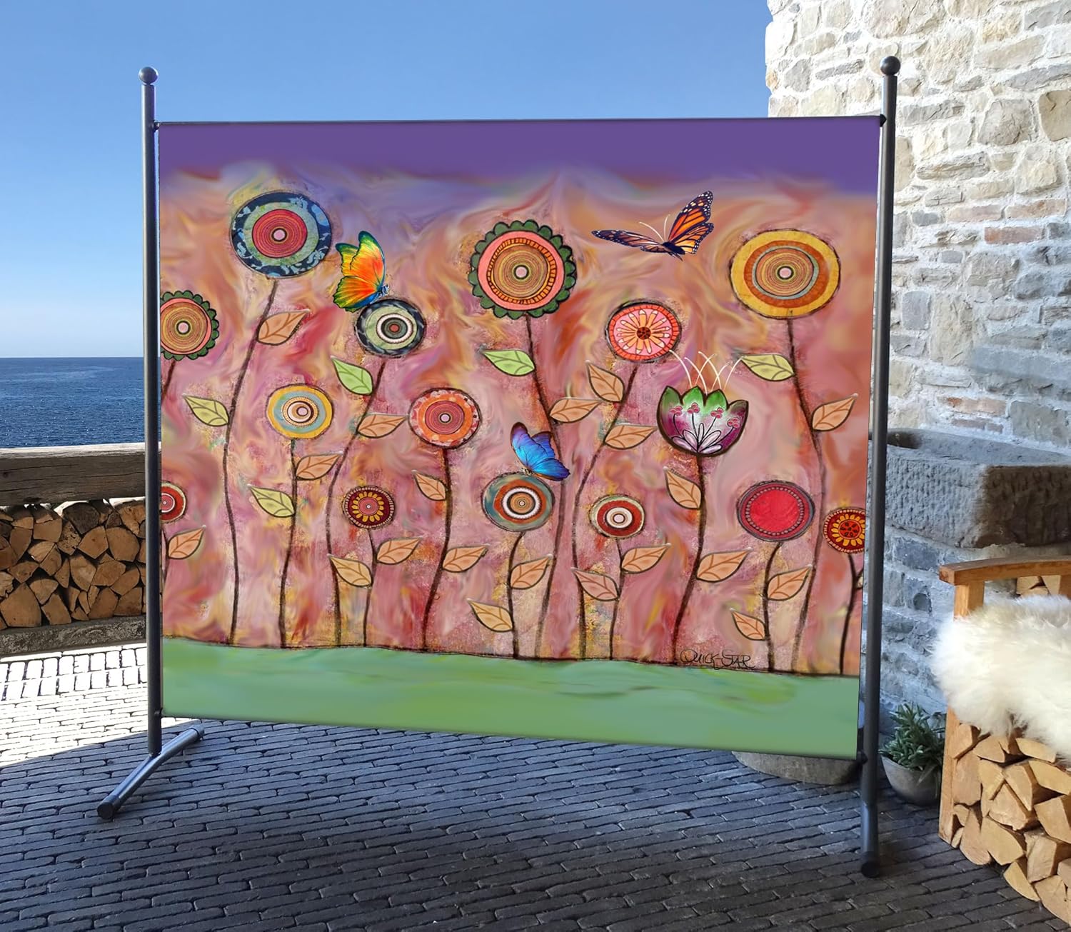 Quick Star Paravent 180x180 cm Retro Flowers - immagine 2