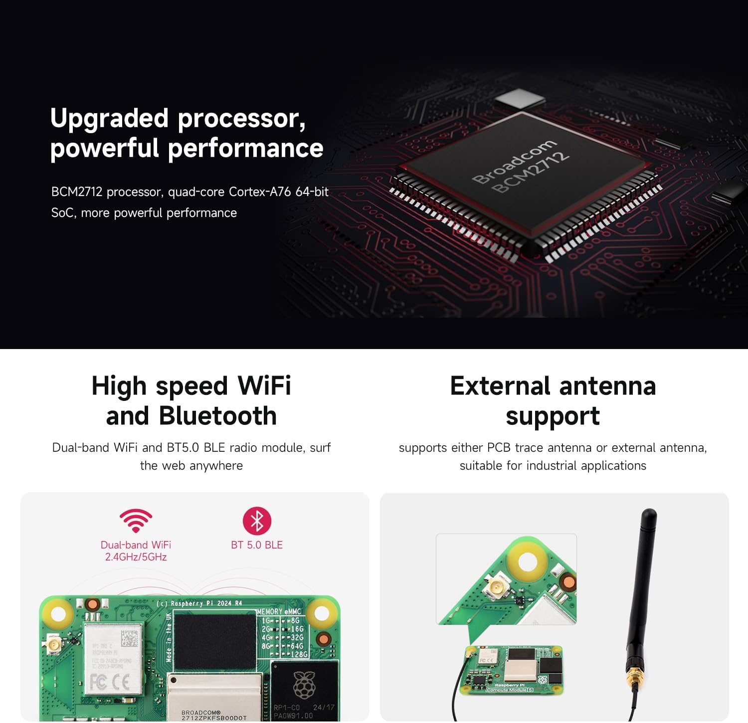 CM5 Waveshare Pi Compute Module 5 (4GB RAM, 32GB Flash) - immagine 6