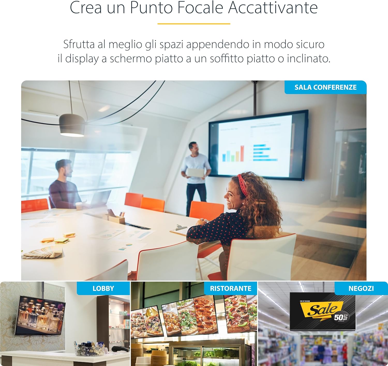 Startech.com Supporto da soffitto per TV schermo piatto - immagine 3