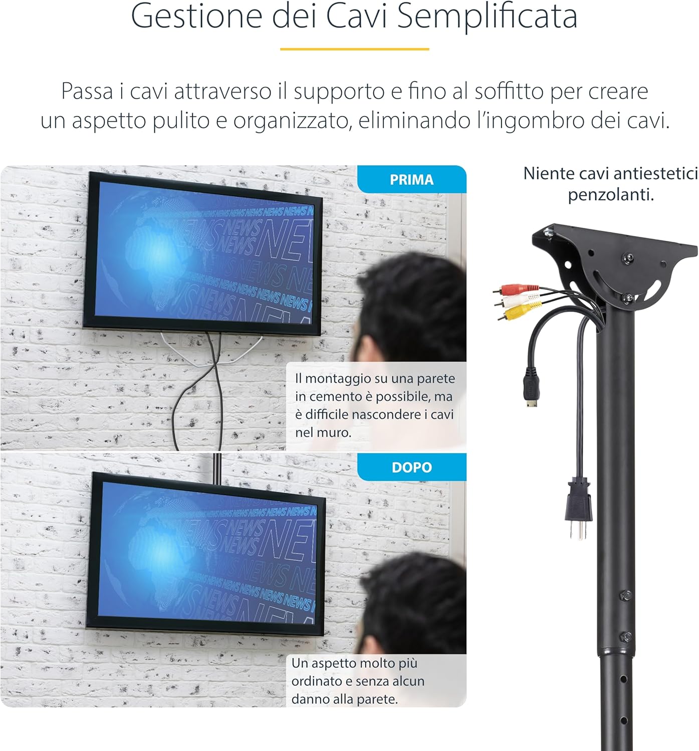 Startech.com Supporto da soffitto per TV schermo piatto - immagine 4