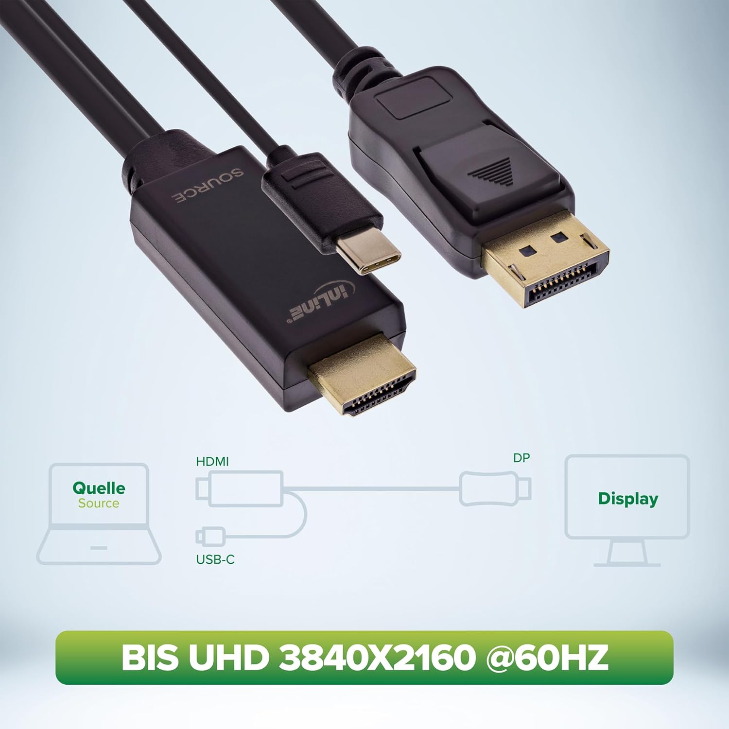 Inline® Cavo Convertitore HDMI a DisplayPort 4K 60Hz 2m - immagine 3