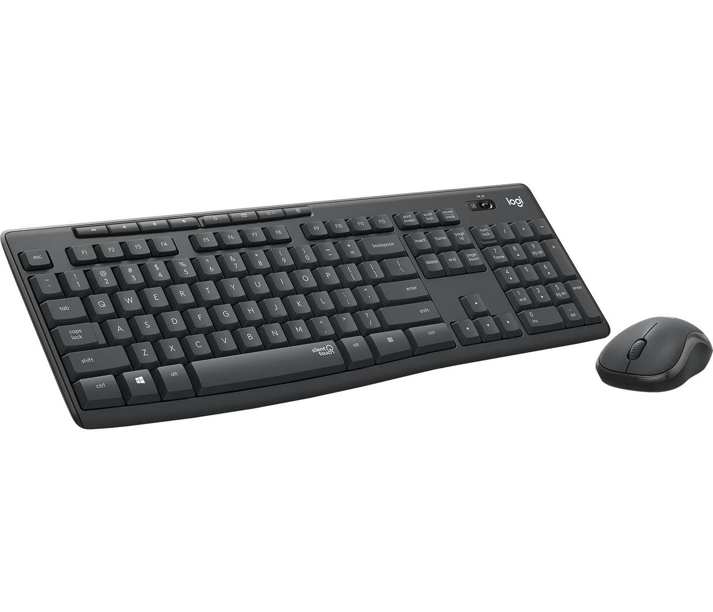 Logitech MK295 Kit Mouse e Tastiera Wireless, Layout Americano QWERTY, Grigio