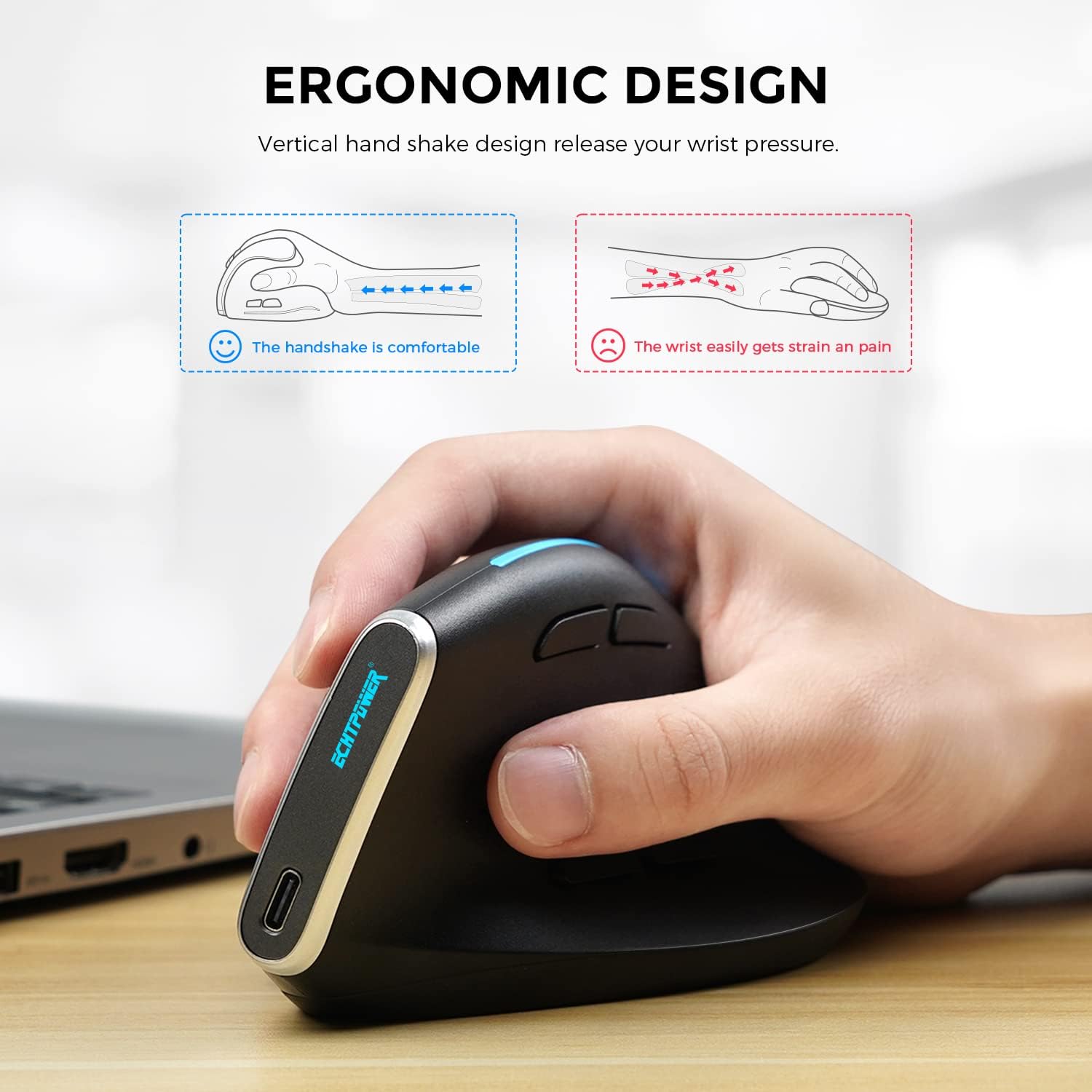 Echtpower Mouse Verticale Ergonomico Tri-Modalità - immagine 3