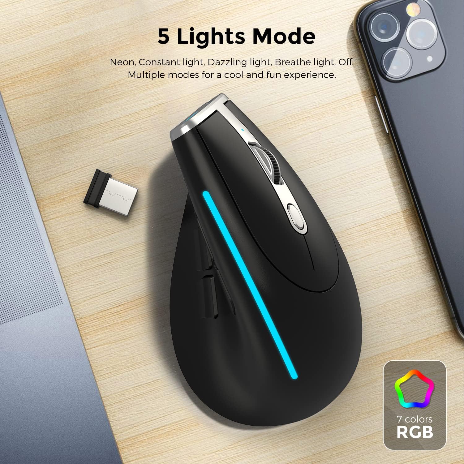 Echtpower Mouse Verticale Ergonomico Tri-Modalità - immagine 6