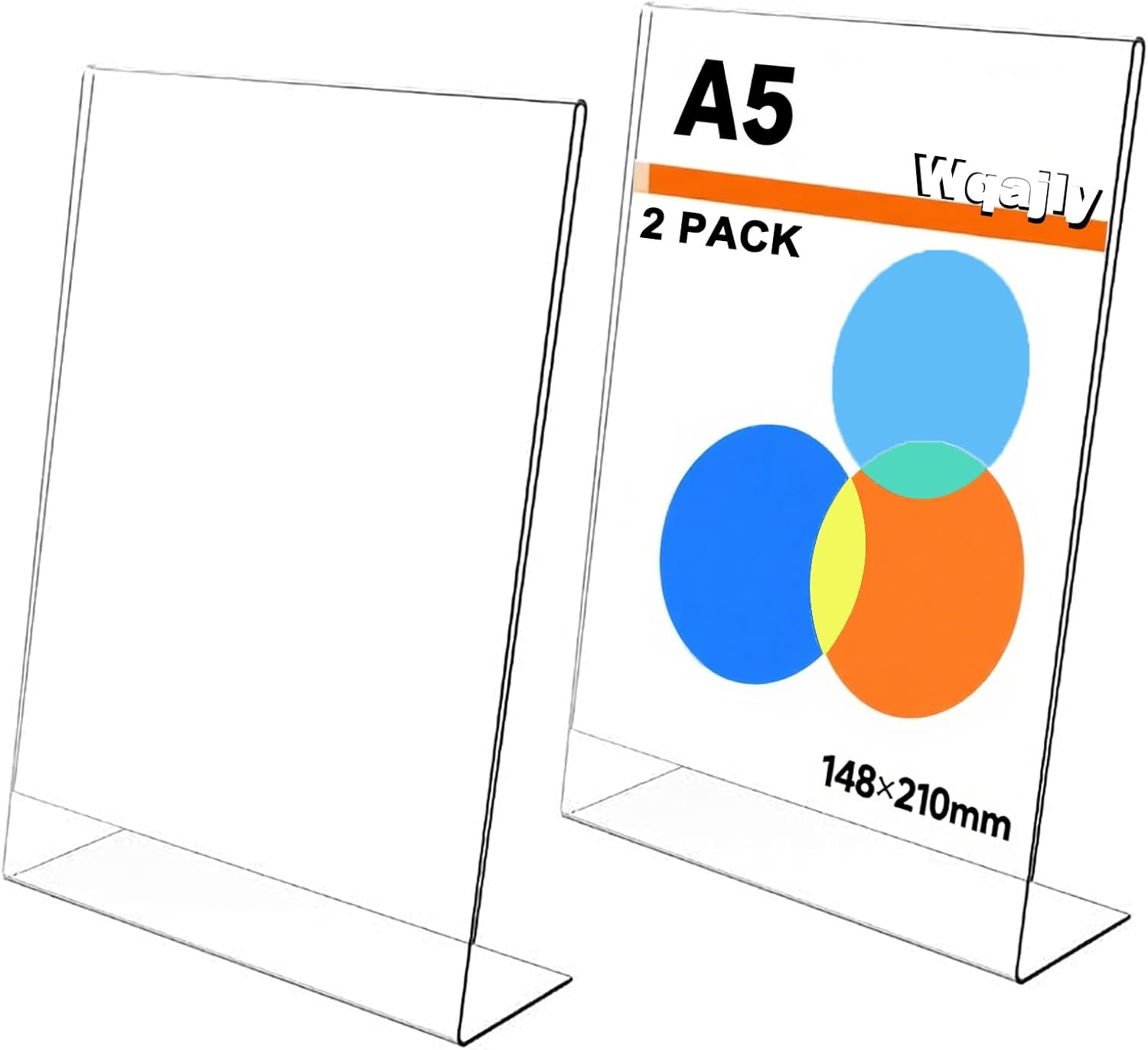 2 Pezzi Espositore Plexiglass A5 - L Forma Trasparente - immagine 1