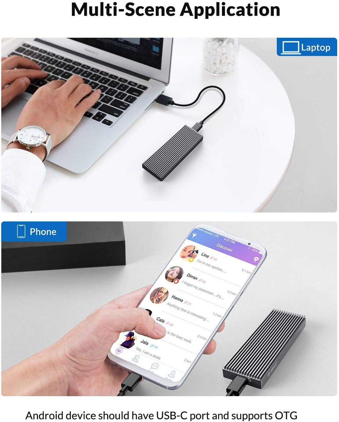 Orico Case SSD M.2 NVME 20Gbps USB3.2 Gen2x2 - immagine 5