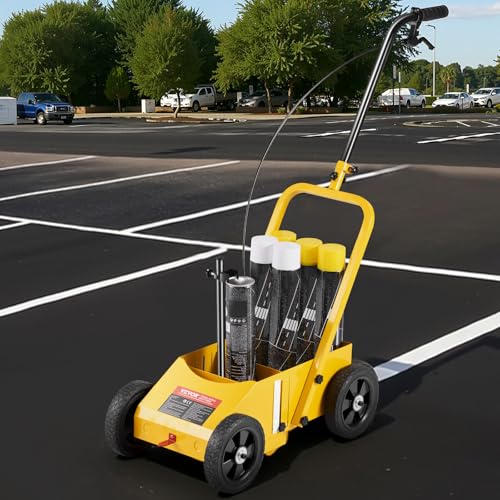 VEVOR Carrello Traccialinee 61x33x90cm a 4 Ruote, Giallo