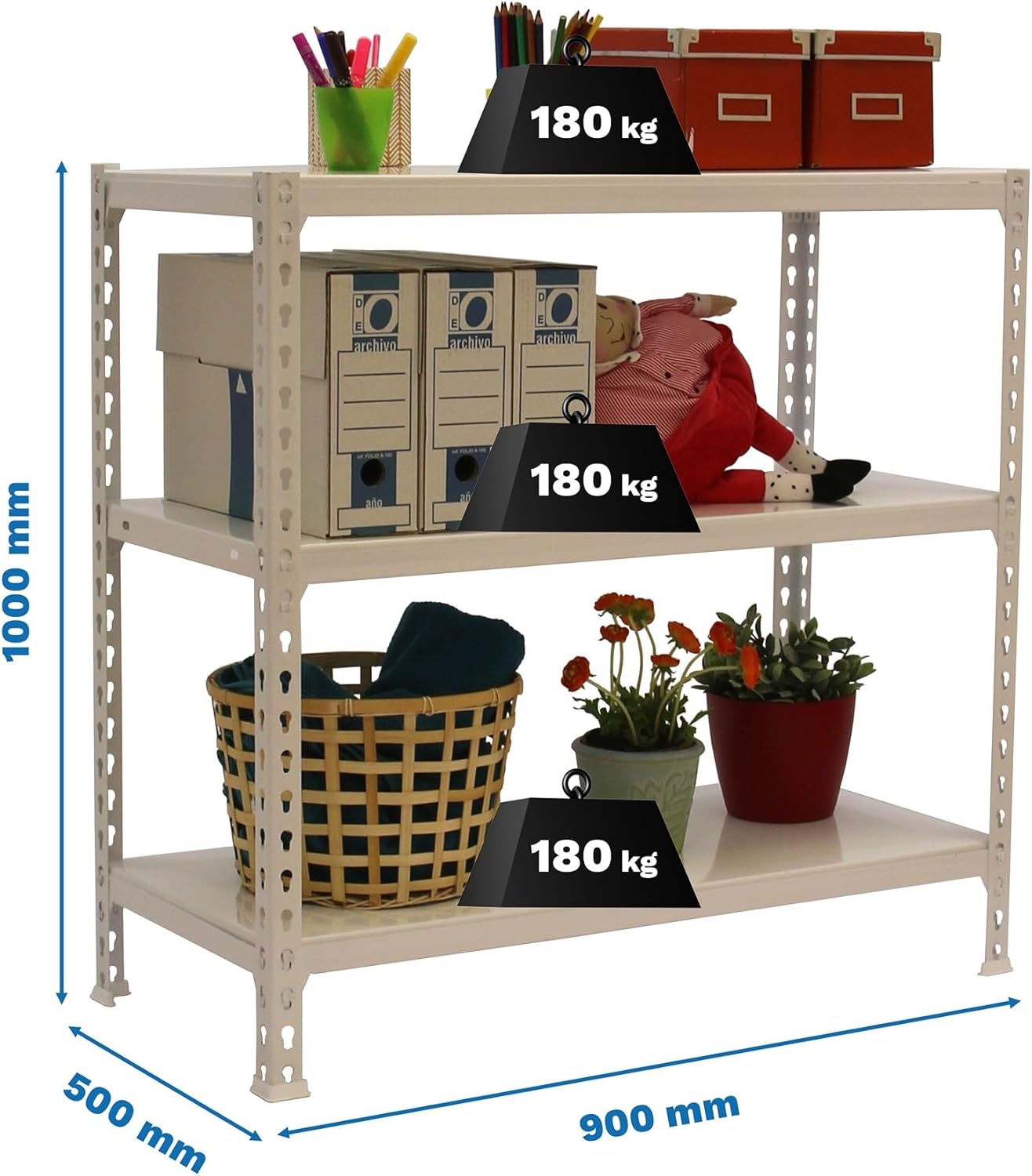 Simon Rack Simonclick - Scaffale 3 Livelli, Bianco - immagine 2