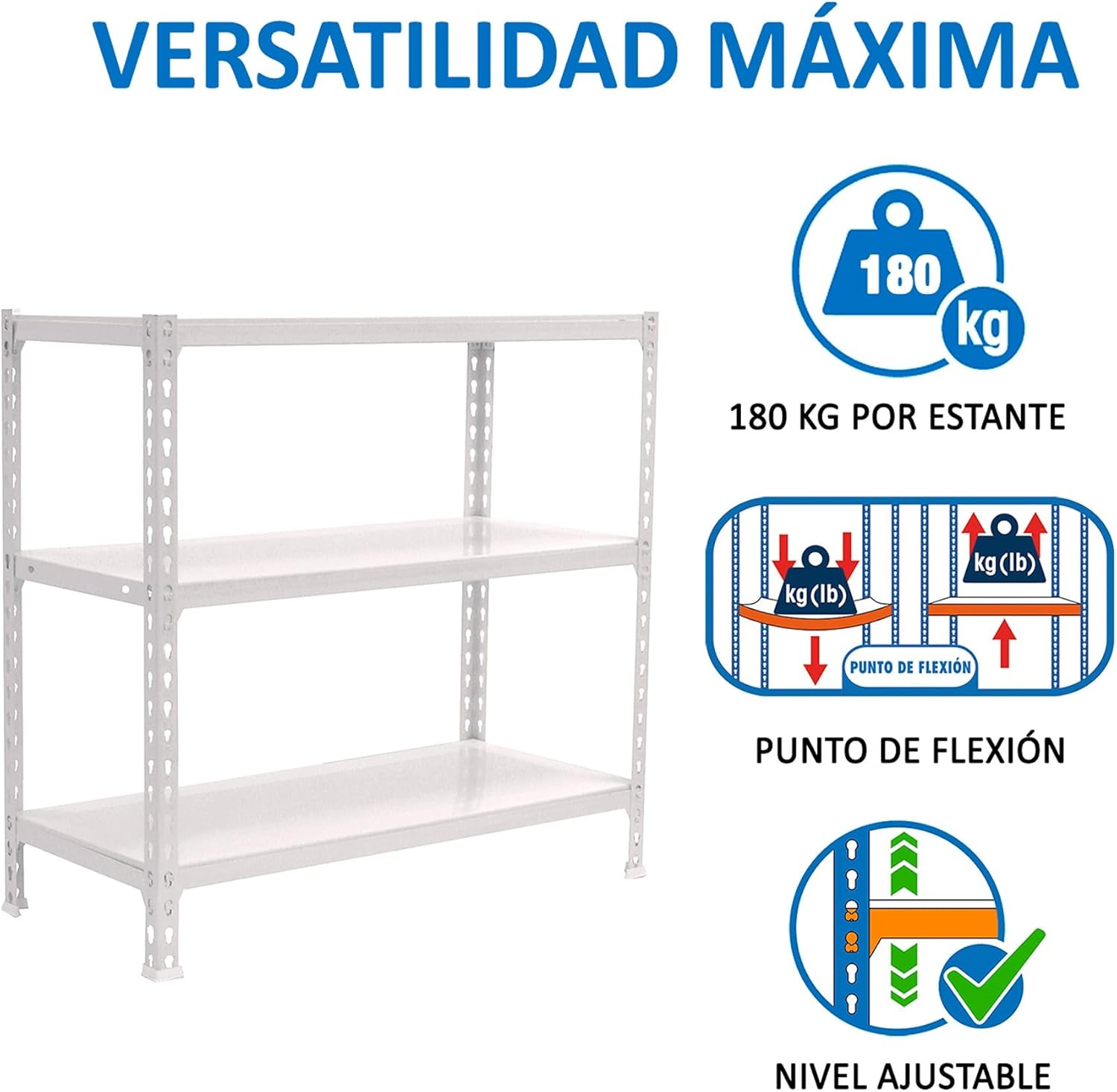Simon Rack Simonclick - Scaffale 3 Livelli, Bianco - immagine 4