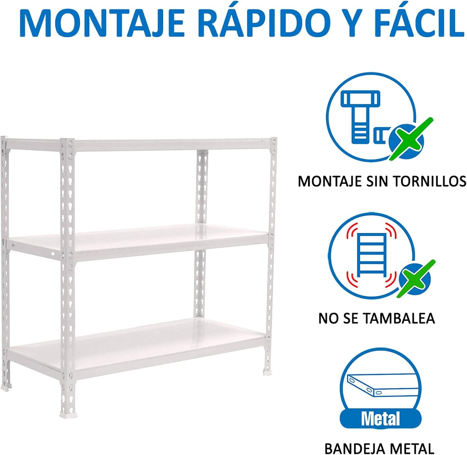Simon Rack Simonclick - Scaffale 3 Livelli, Bianco - immagine 5