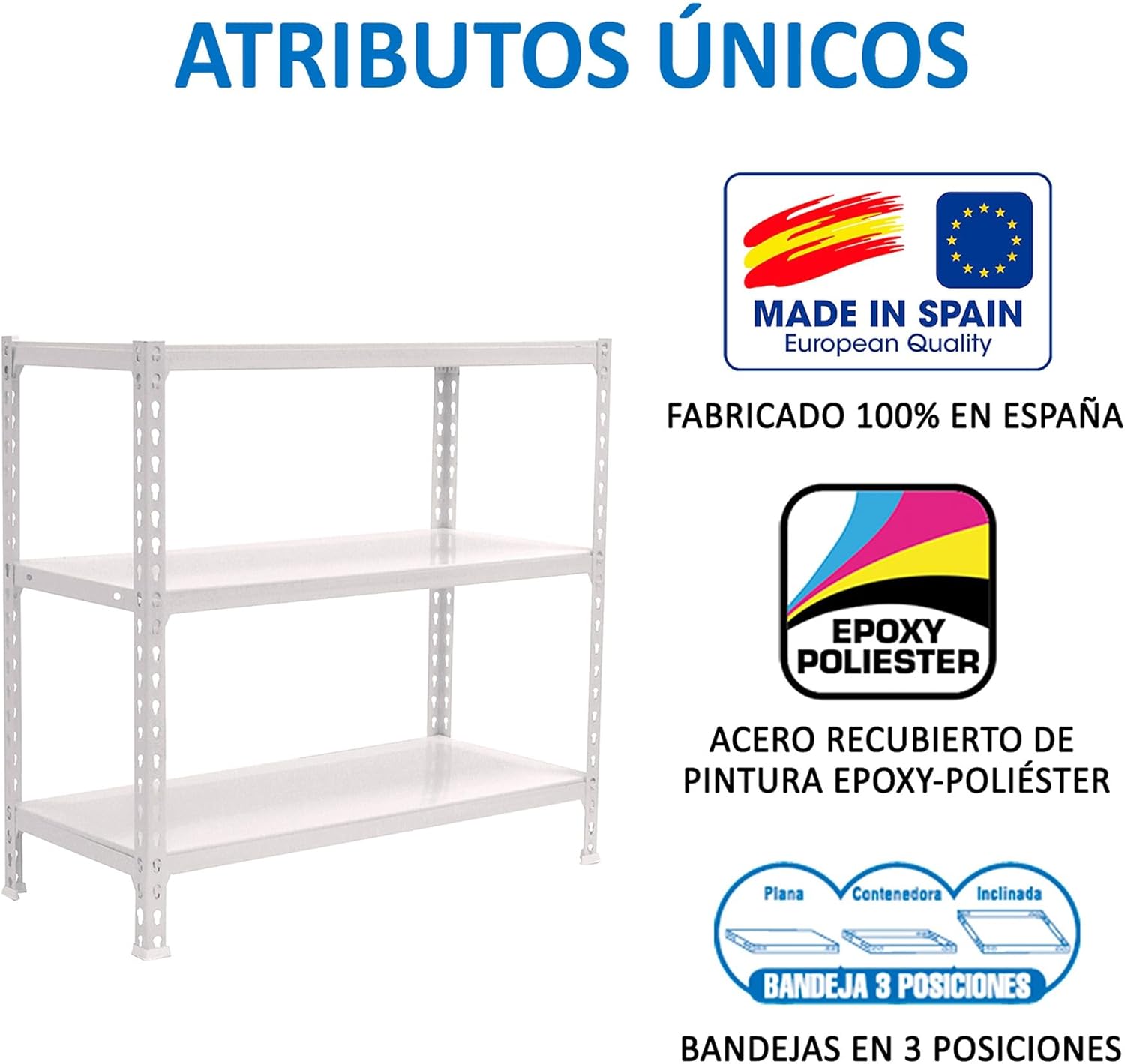 Simon Rack Simonclick - Scaffale 3 Livelli, Bianco - immagine 6