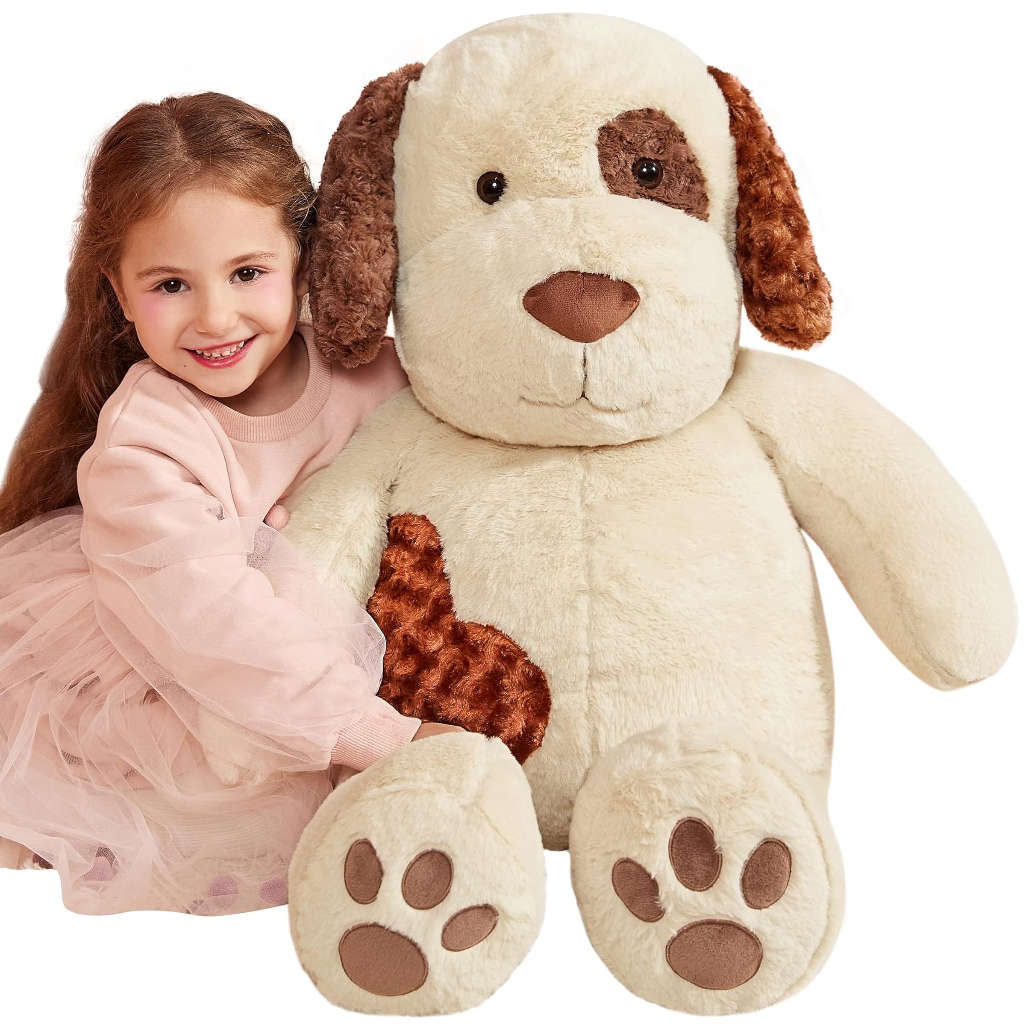 IKASA Cane Peluche Gigante Morbido 78cm, Marrone Chiaro