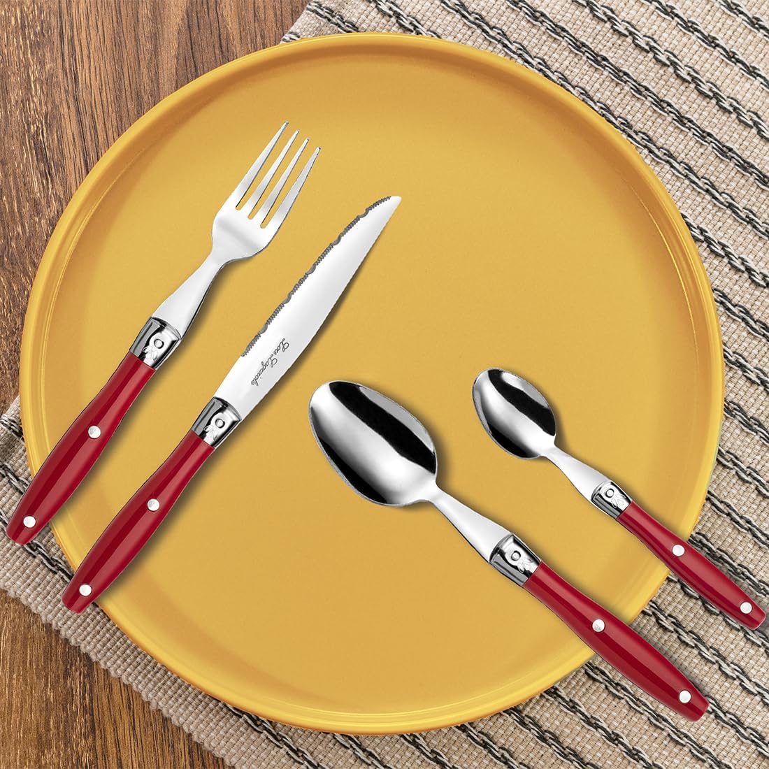 Amefa Comptoir Servizio Posate 24 Pezzi, Manico Rosso - immagine 2