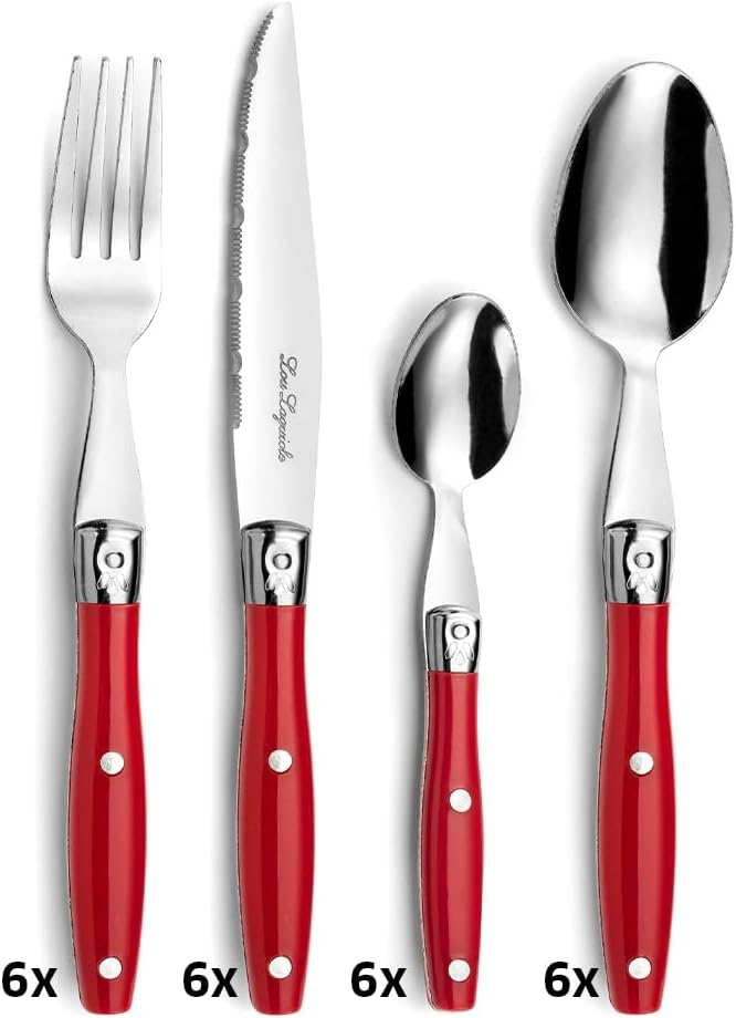 Amefa Comptoir Servizio Posate 24 Pezzi, Manico Rosso - immagine 3