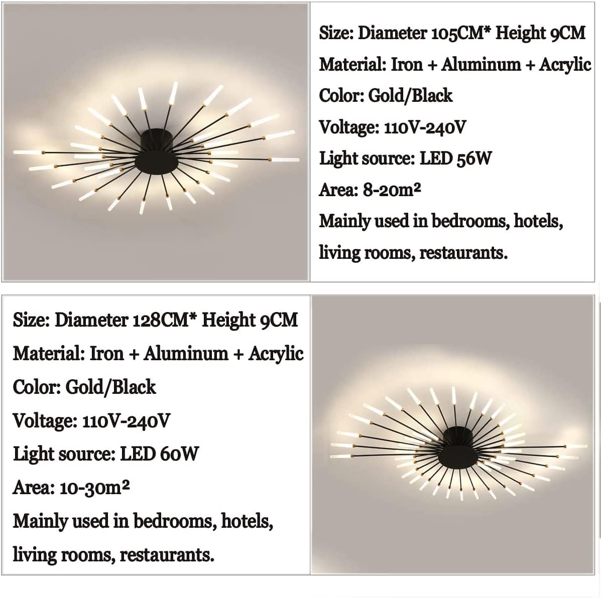 Plafonnier LED Feu d'Artifice 42 Luci, Nero - immagine 3