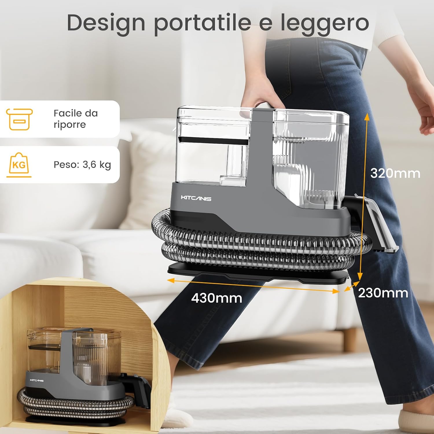 Lavatappeti e Divani Lava e Asciuga 600W 17KPa - immagine 4