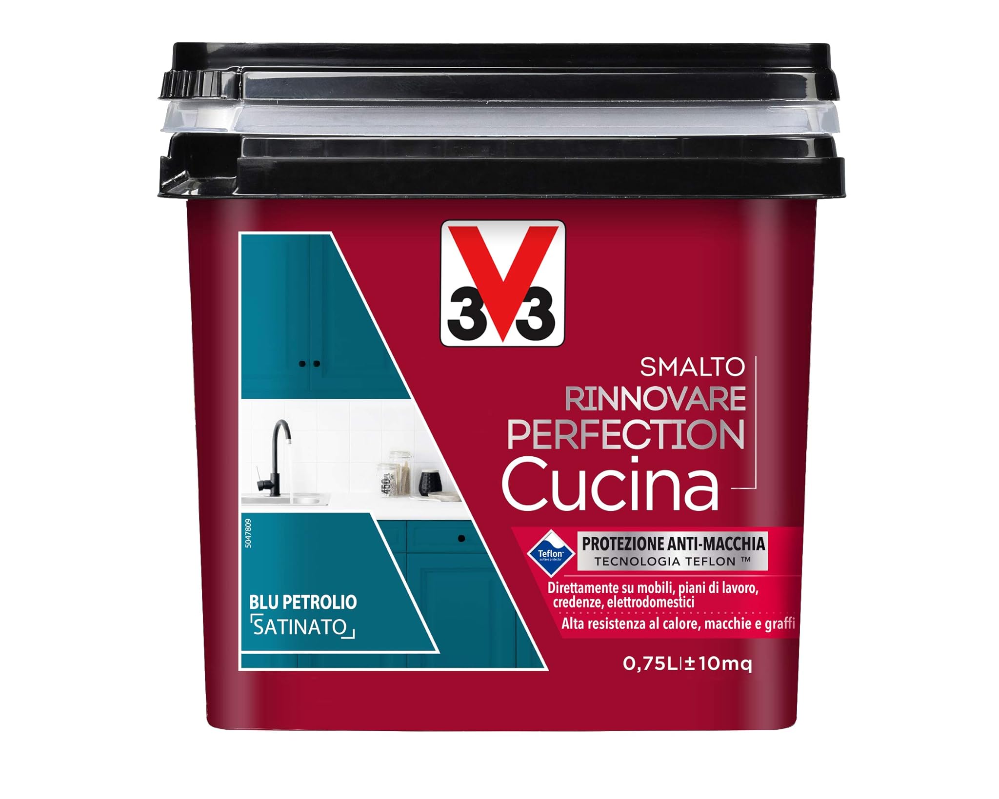 V33 SMALTO RINNOVARE PERFECTION CUCINA Blu Petrolio Satinato 0,75 L