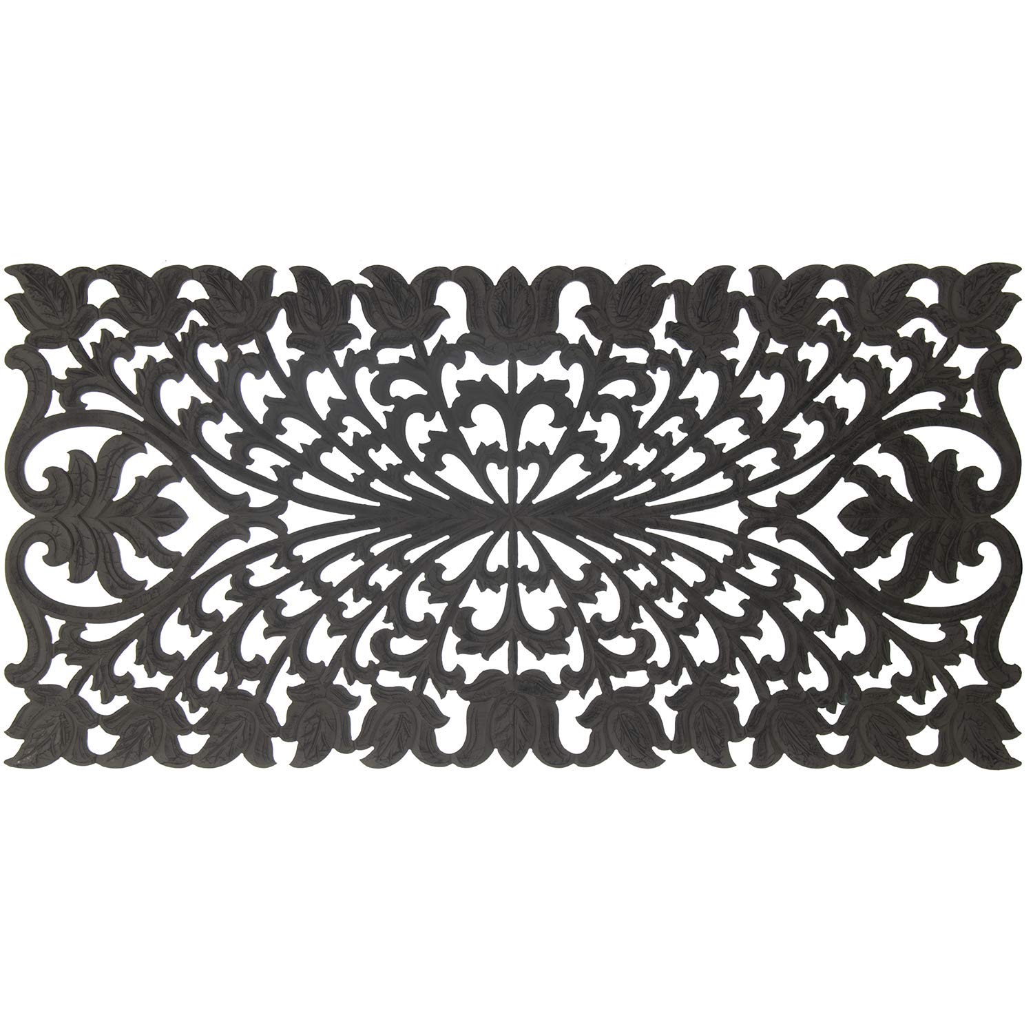 DRW Retablo rettangolare di legno MDF traforato in grigio, 160 x 1,5 x 80 cm