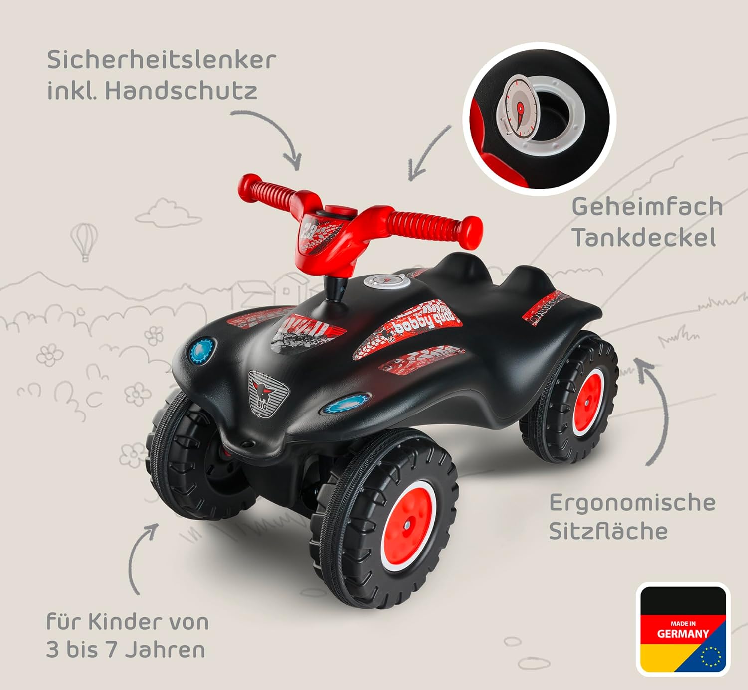 BIG Spielwarenfabrik 56413 Big Bobby Quad Racing Rosso - immagine 4