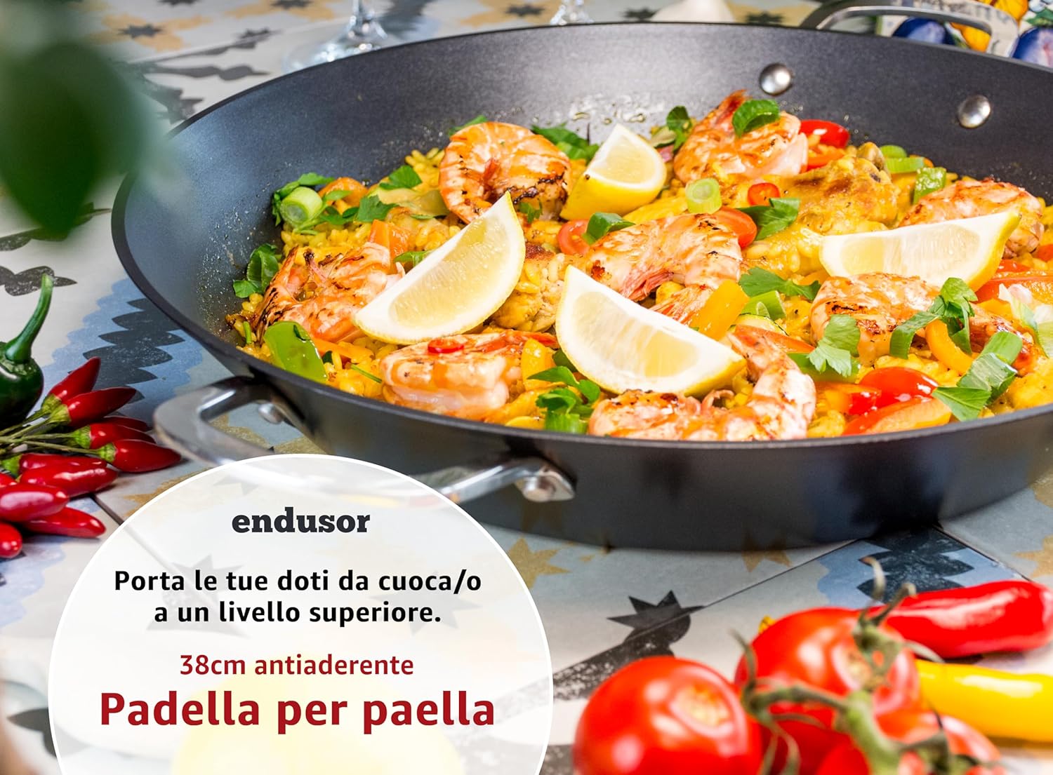 Endusor Padella Paella 38 cm Antiaderente - immagine 2