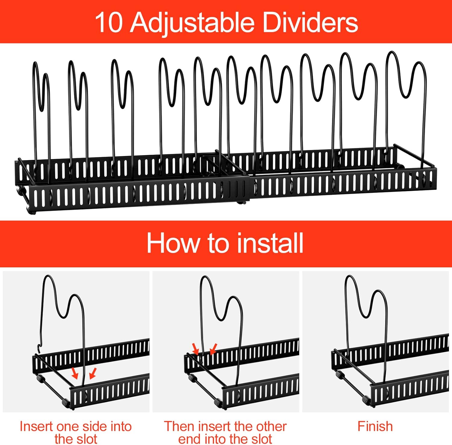 Fousenuk Porta Coperchi Pentole e Padelle, Nero - immagine 5