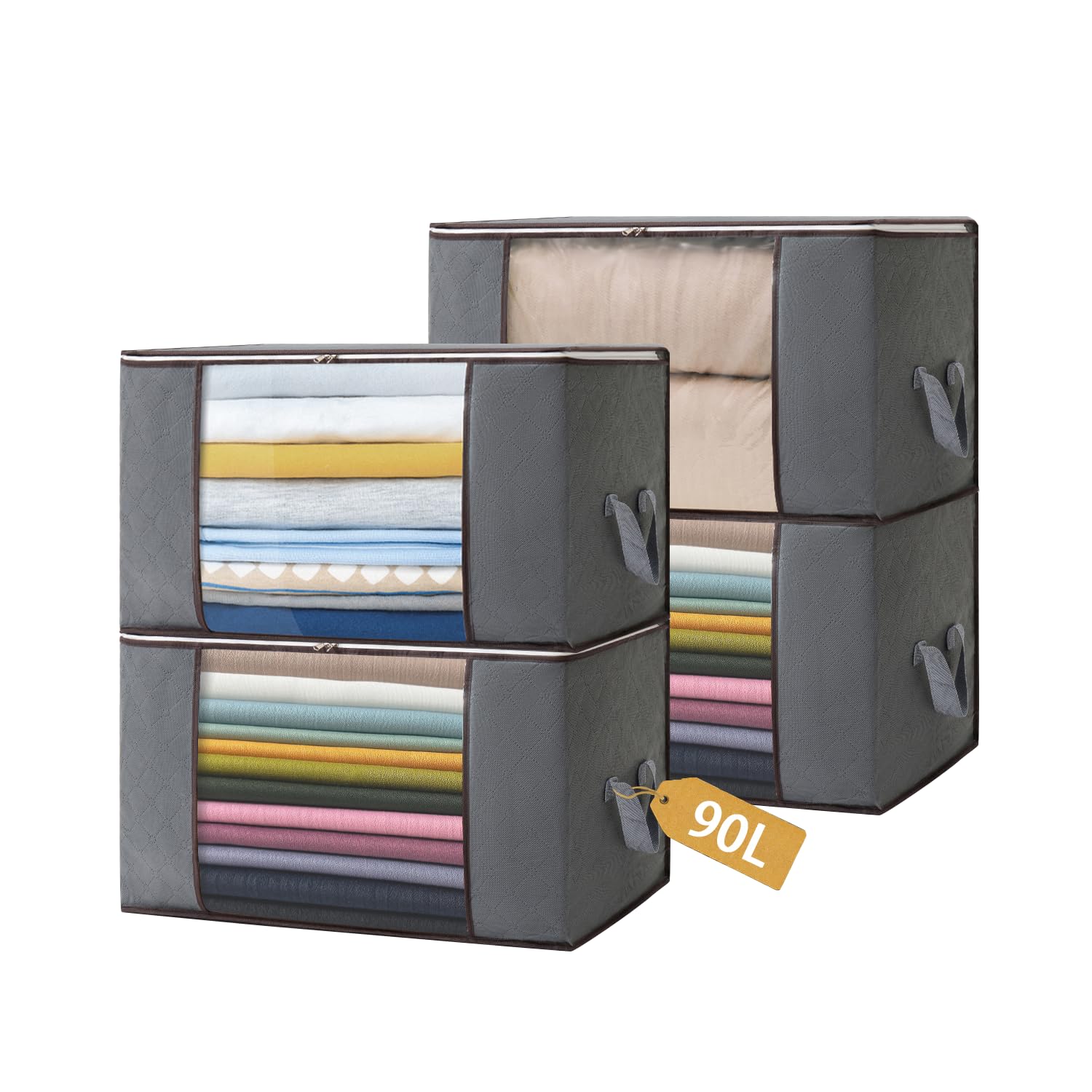 Boic Scatole per Armadio 90L, 4 pezzi Grigio