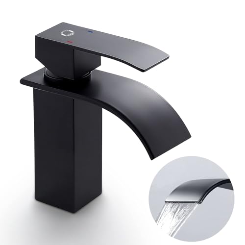 Cecipa Rubinetto Lavabo Cascata Nero Opaco - immagine 1