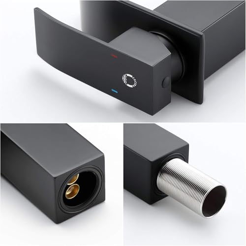 Cecipa Rubinetto Lavabo Cascata Nero Opaco - immagine 5