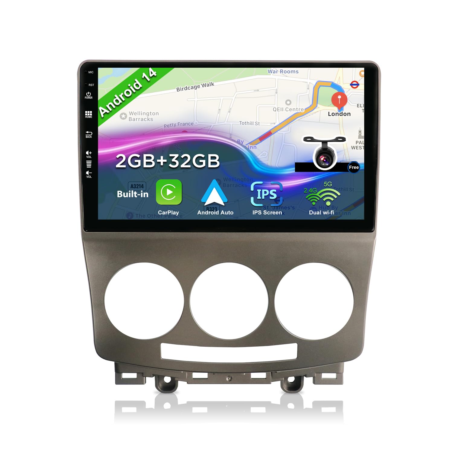Bxliyer Android 14 Autoradio IPS 9" per Mazda 5