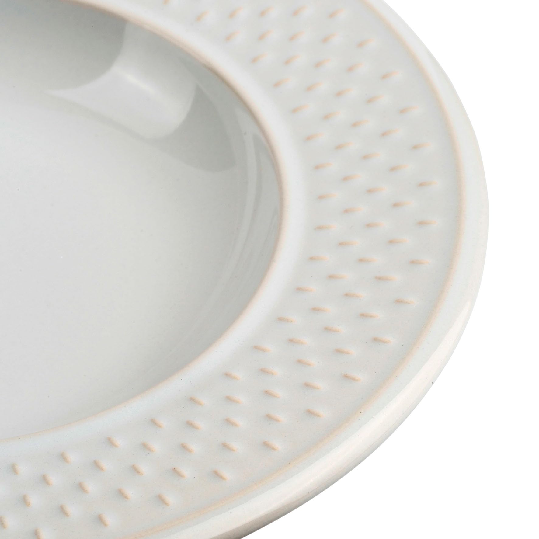 Genevieve Lethu 545286 - Set di 6 piatti fondi modello grano di riso, in terracotta bianca, Ø 22,5 cm