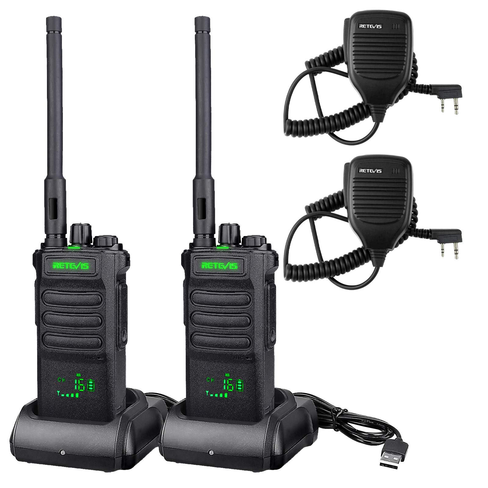 Retevis RT86 Walkie-Talkie Professionali 2600mAh, Nero (2 Pezzi)