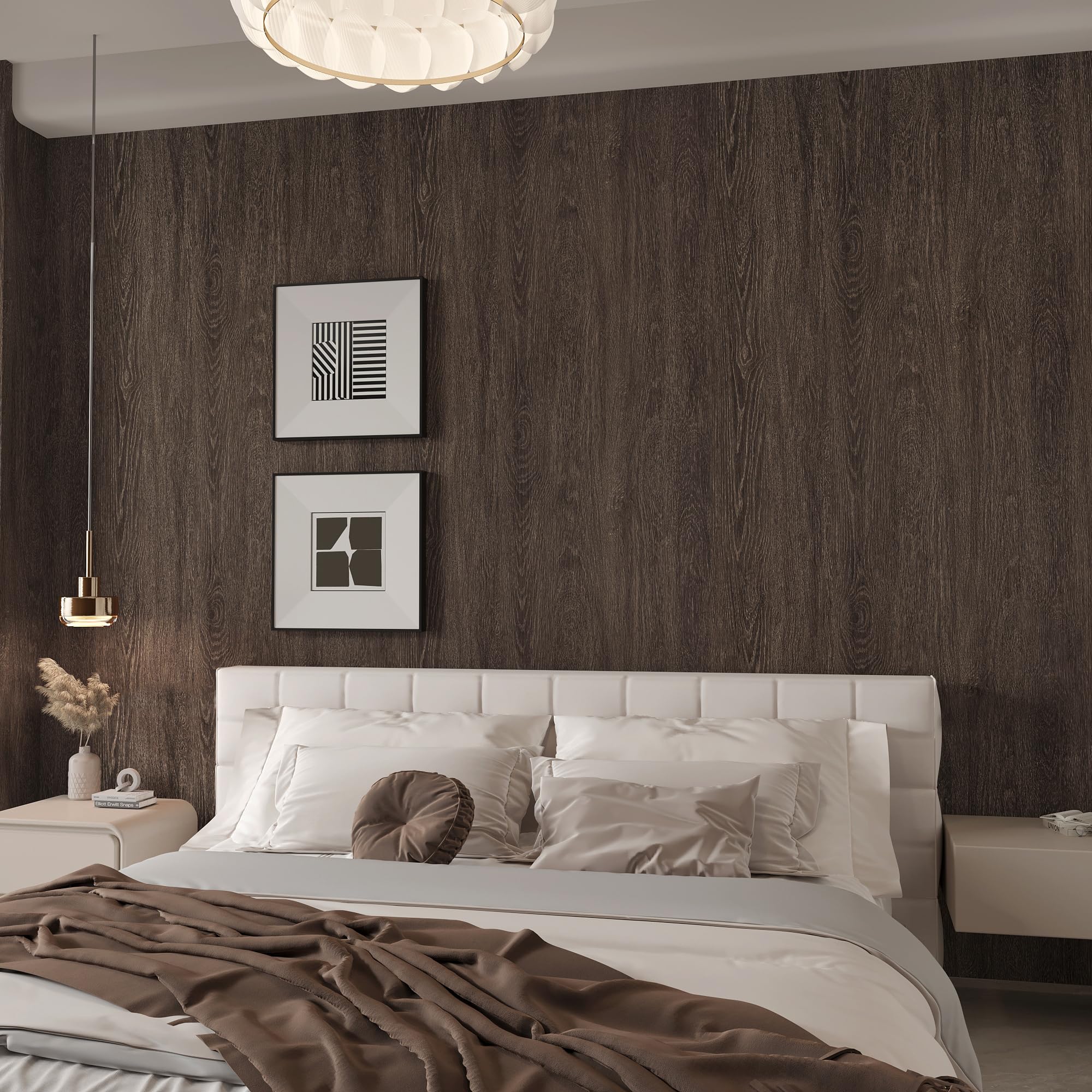 Totio Carta da Parati Autoadesiva Marrone Scuro 80x800CM