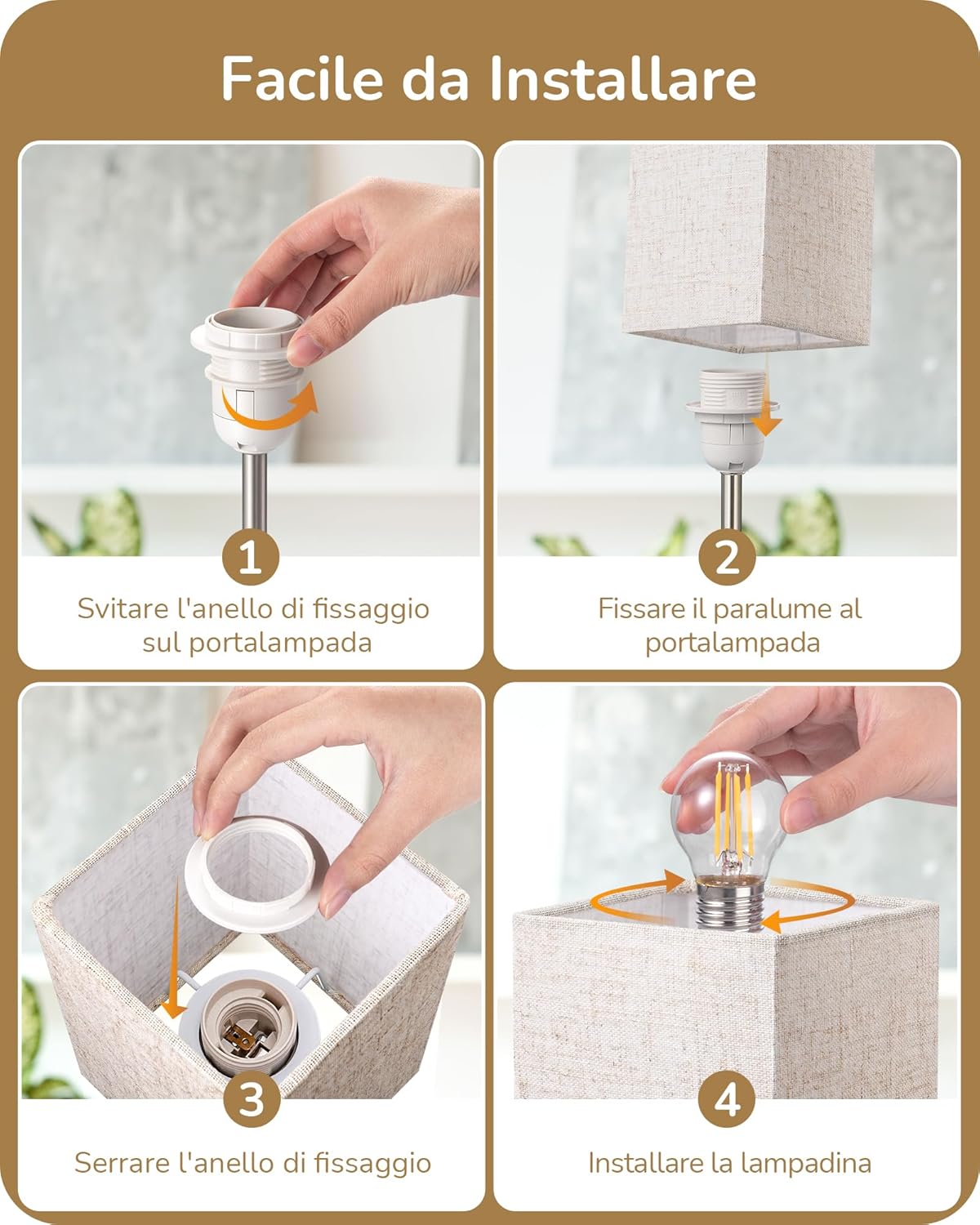 EDISHINE Lampada Comodino Touch con USB-A e Type-C (2 pz) - immagine 6