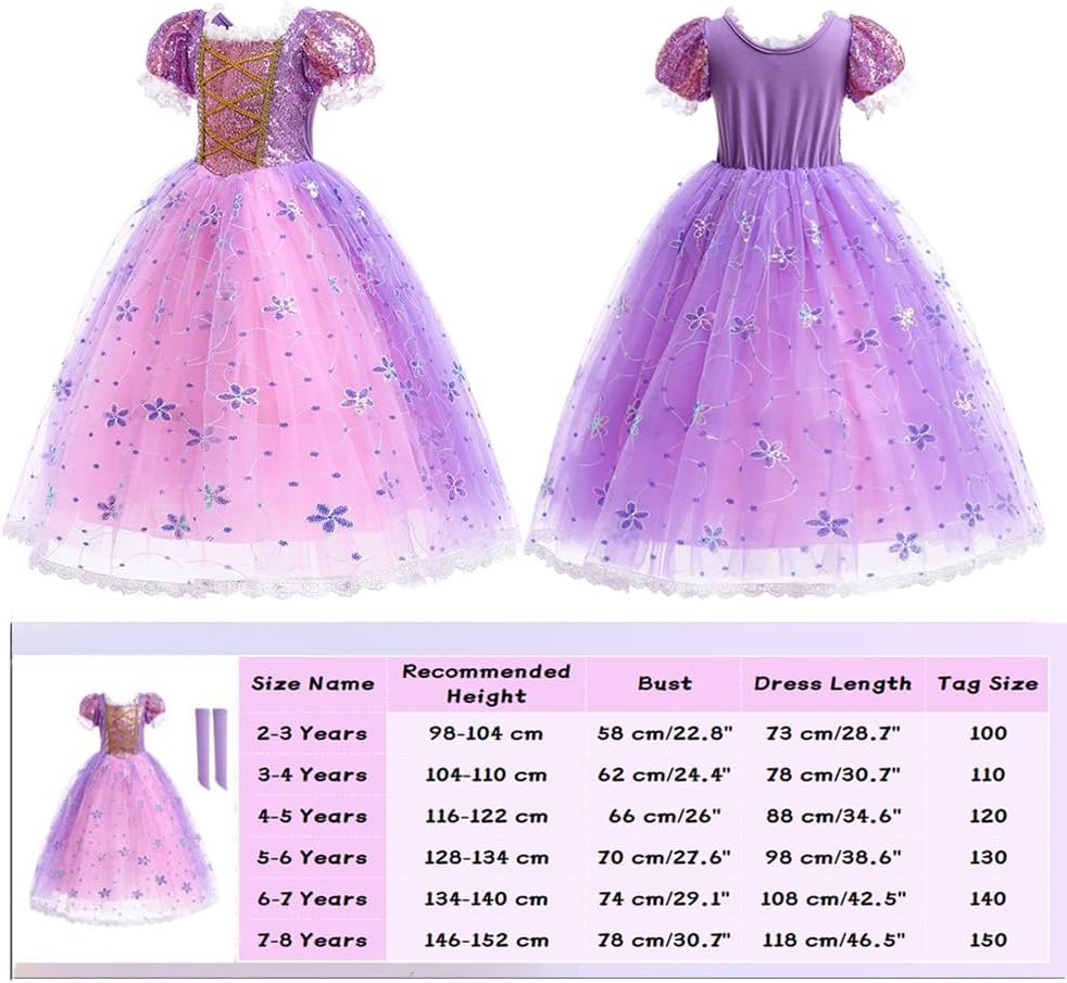 Costume Carnevale Principessa Rapunzel per Bambina - immagine 2