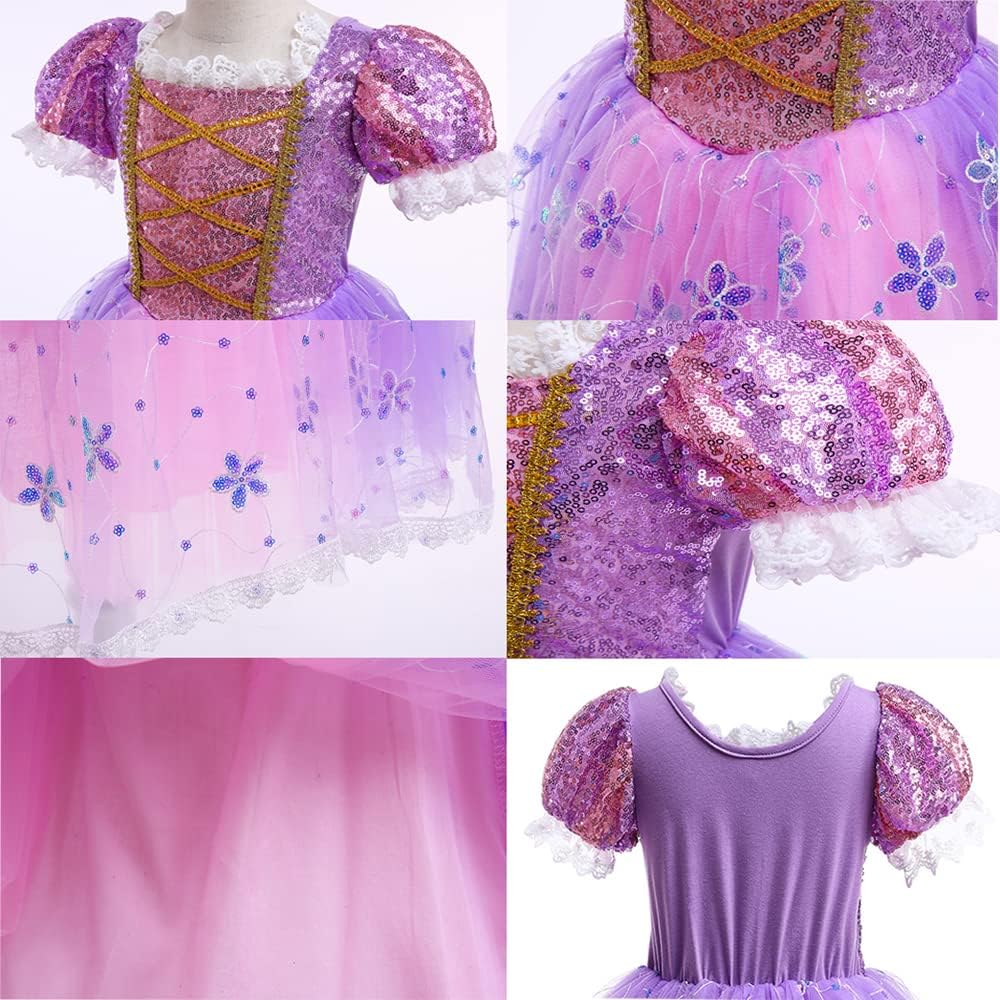 Costume Carnevale Principessa Rapunzel per Bambina - immagine 3