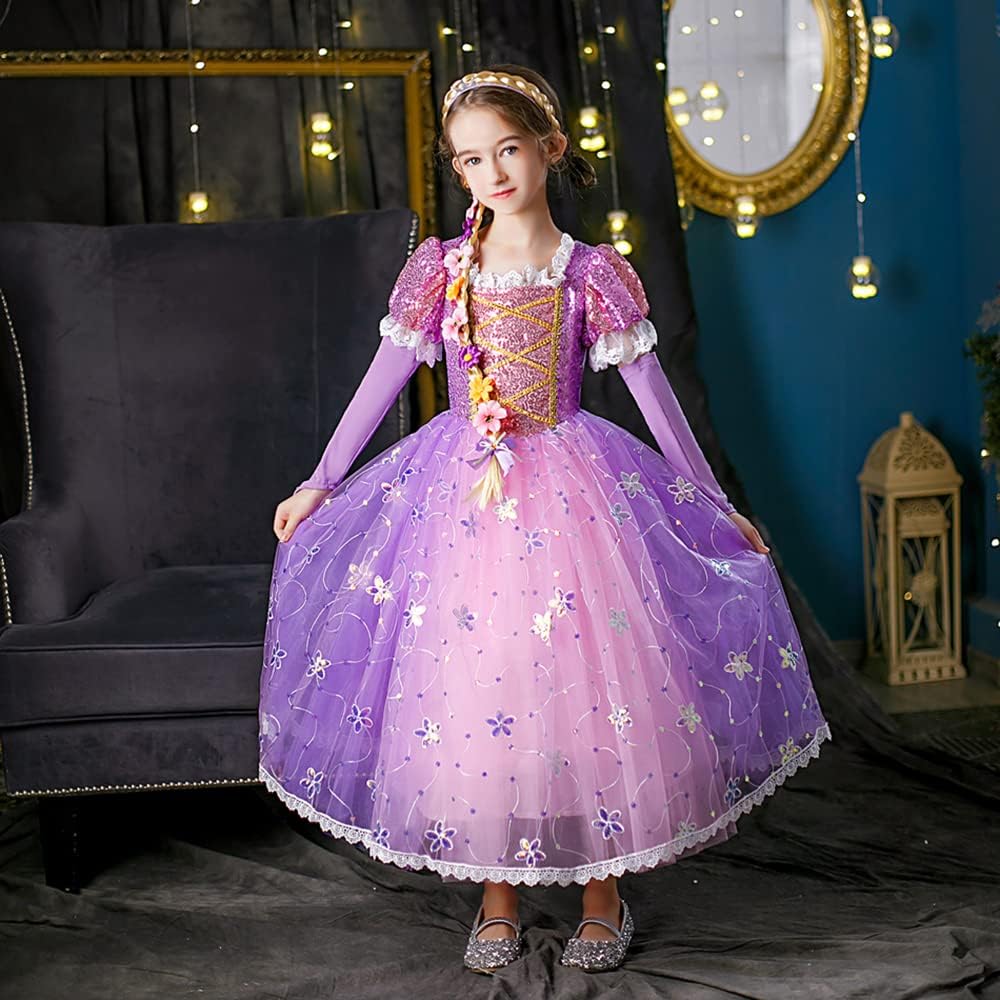 Costume Carnevale Principessa Rapunzel per Bambina - immagine 4