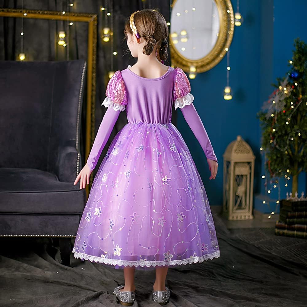 Costume Carnevale Principessa Rapunzel per Bambina - immagine 5