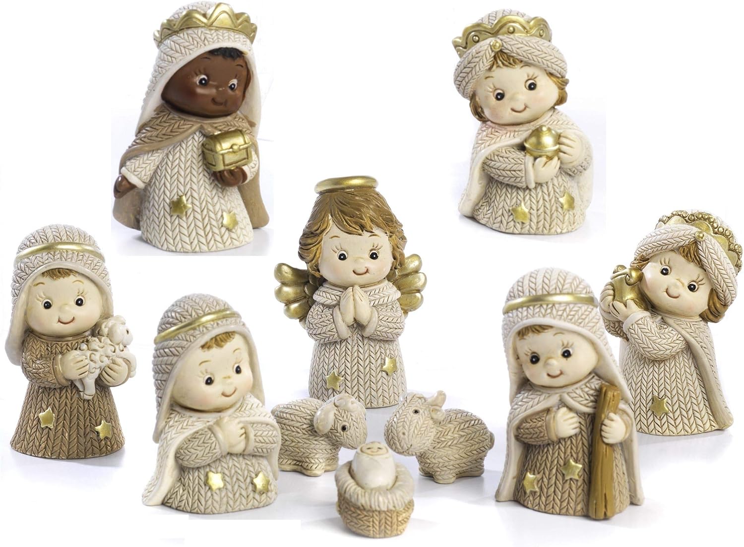 PABEN Set Presepe Completo Bambini in Resina, 10 Personaggi cm. 5,8