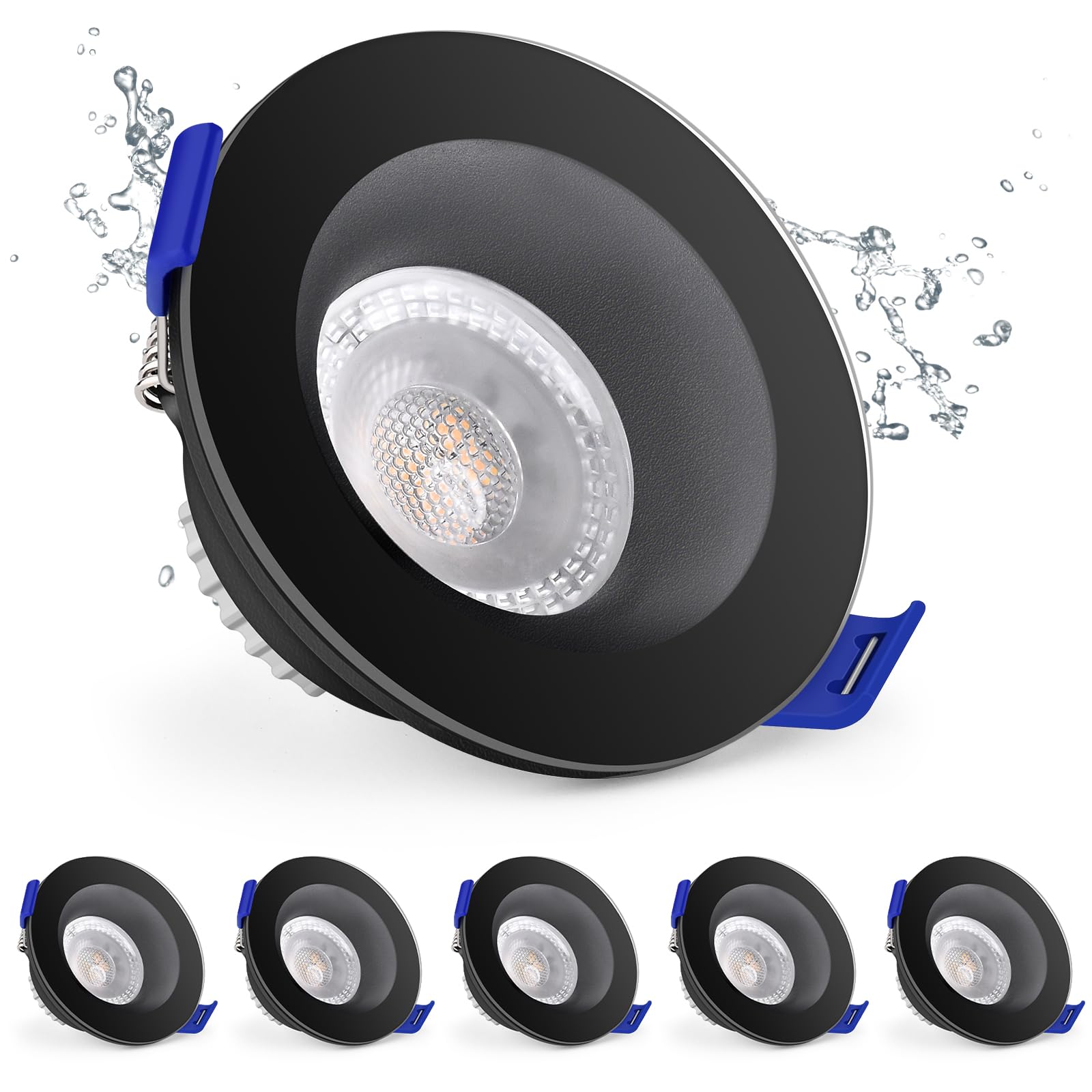 Kyotech Faretti LED da Incasso 230V 5W IP65, Nero (Set da 6)