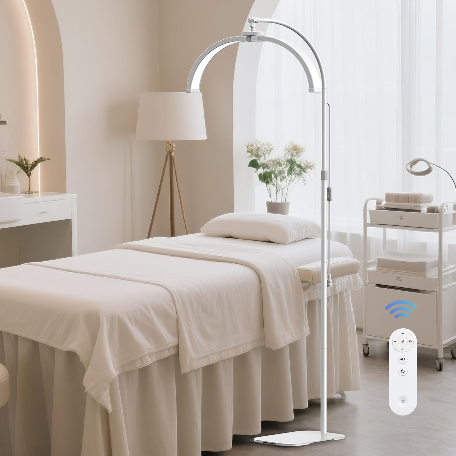 Lampada a Mezzaluna Pieghevole LED per Estetista, Bianco