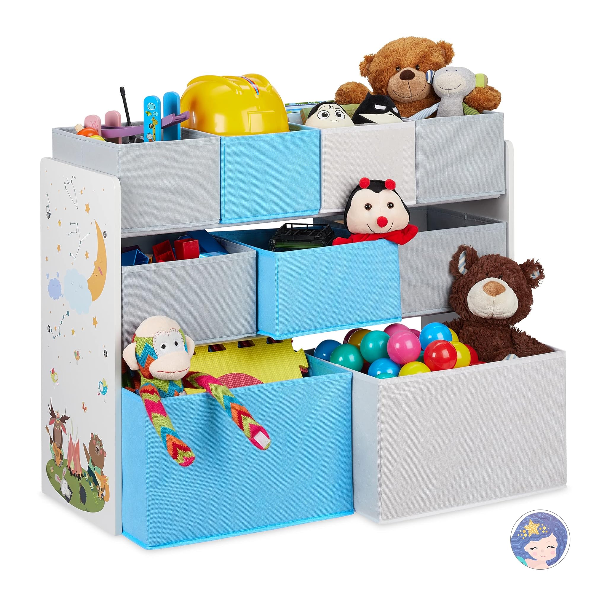 Relaxdays Scaffale Porta Giochi con 9 Scatole di Stoffa