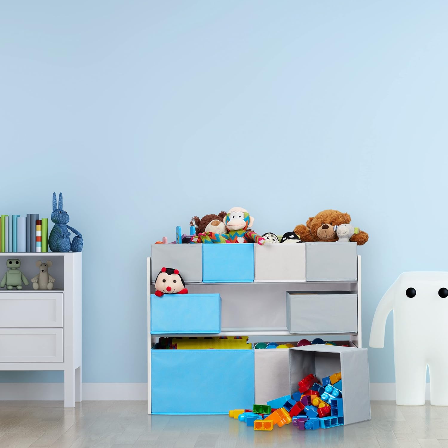 Relaxdays Scaffale Porta Giochi con 9 Scatole di Stoffa - immagine 2