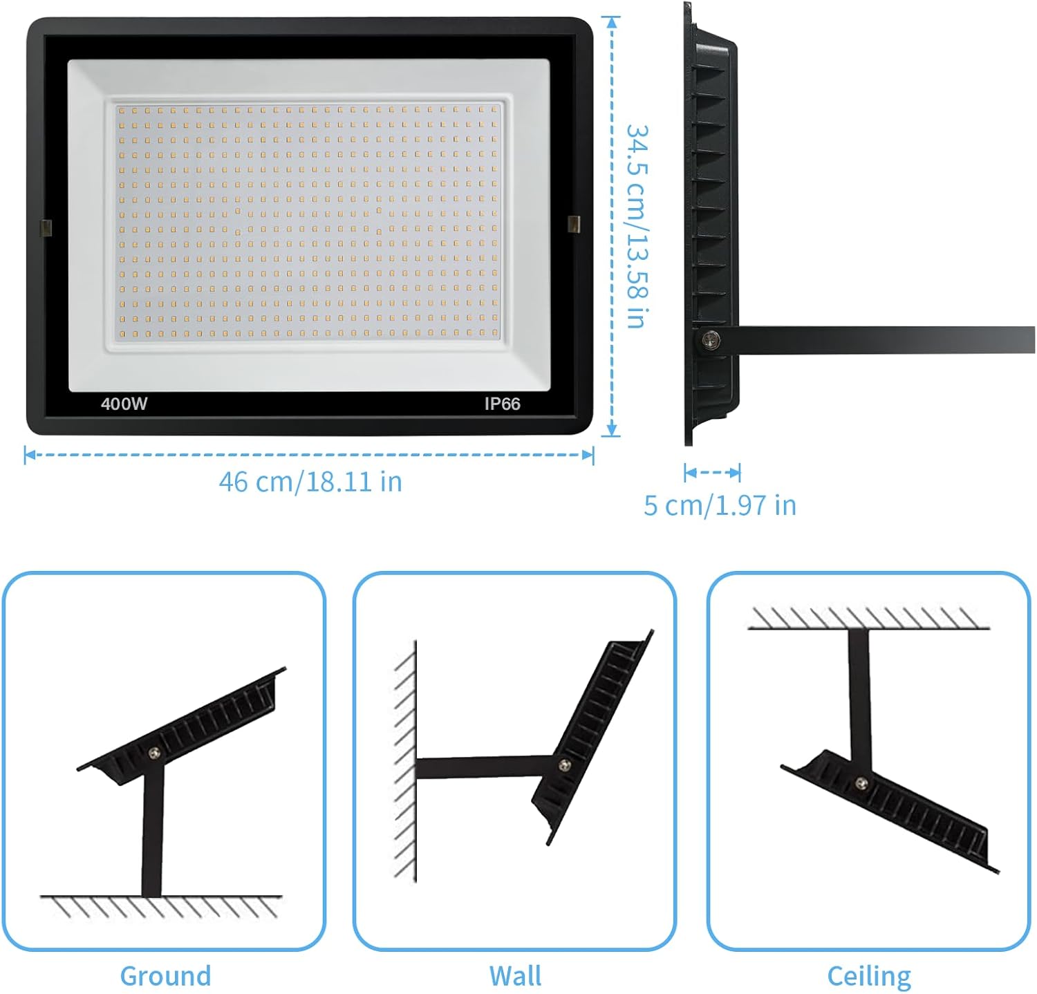 Toobettp Proiettore LED Esterni 400W 40000 lm, 6500K - immagine 5
