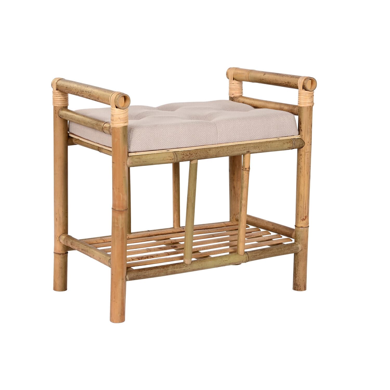 Decalciatrice in bambù cotone 55 x 36 x 54 naturale marrone