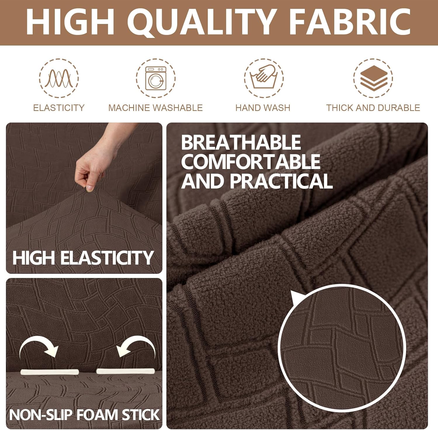 Ystyle Copridivano 4 Posti Elastico, Caffè Chiaro - immagine 4