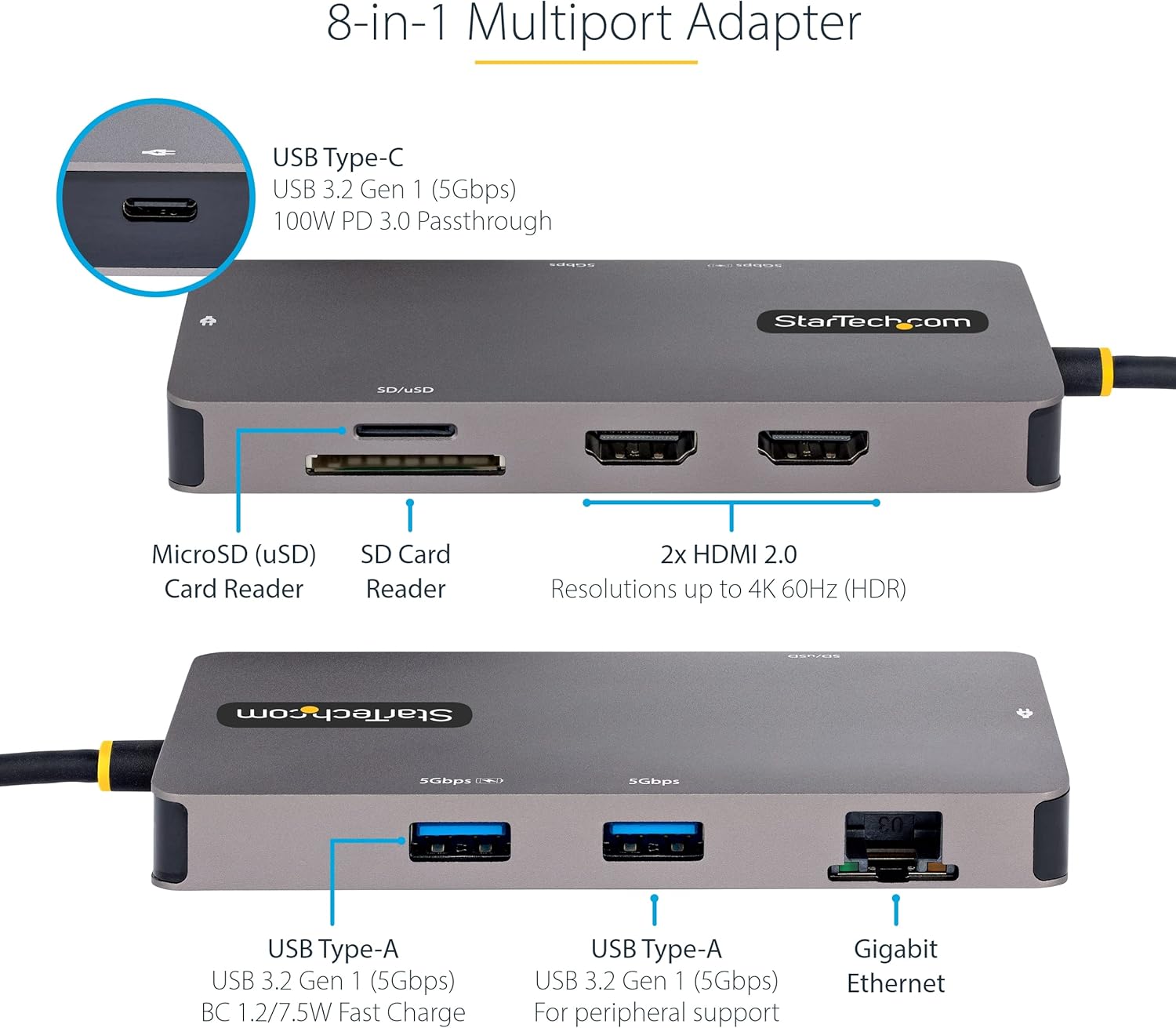Startech.com Adattatore Multiporta USB C Doppio HDMI 4K 60Hz - immagine 2