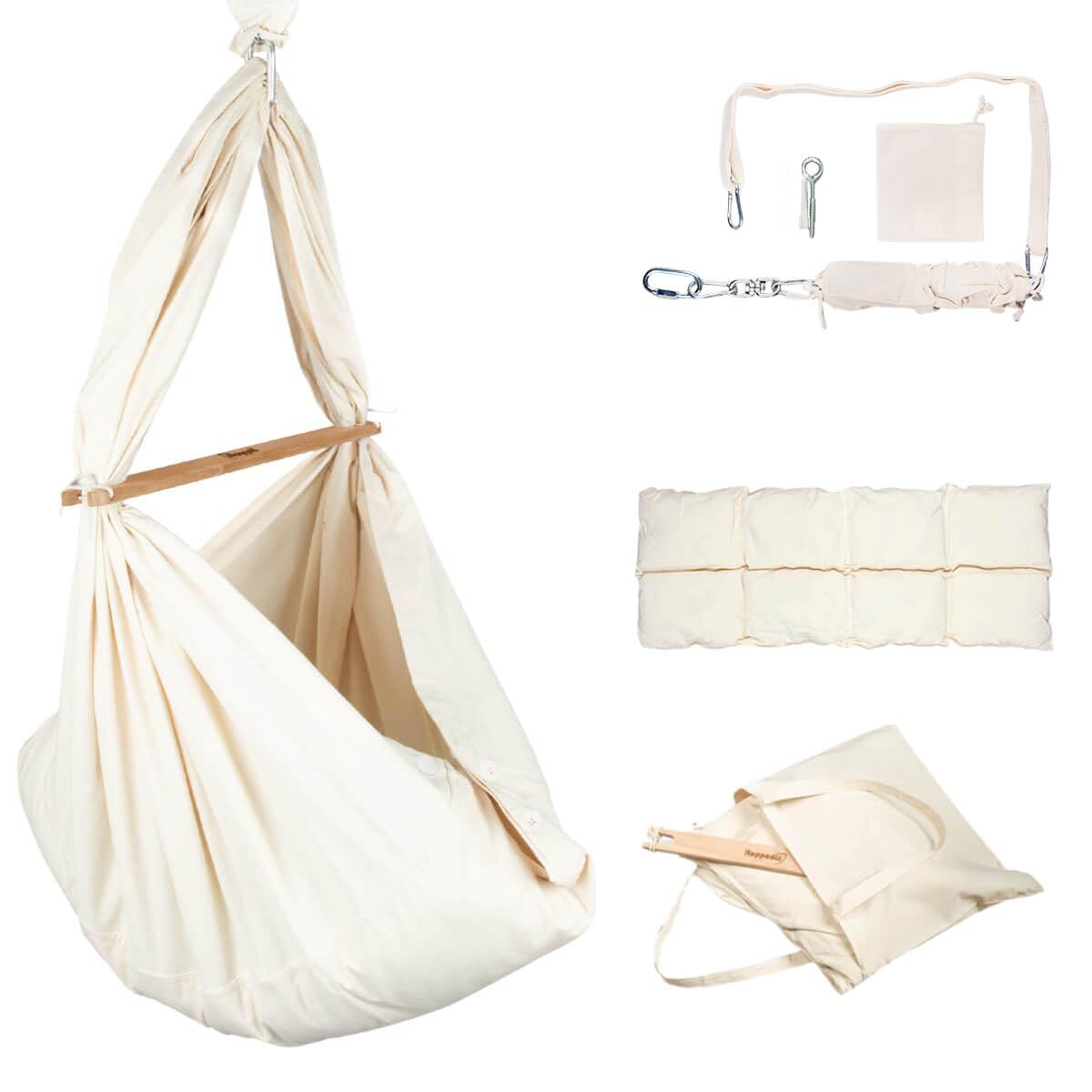 Hoppediz Culla a molla, set completo con materasso e fissaggio a soffitto