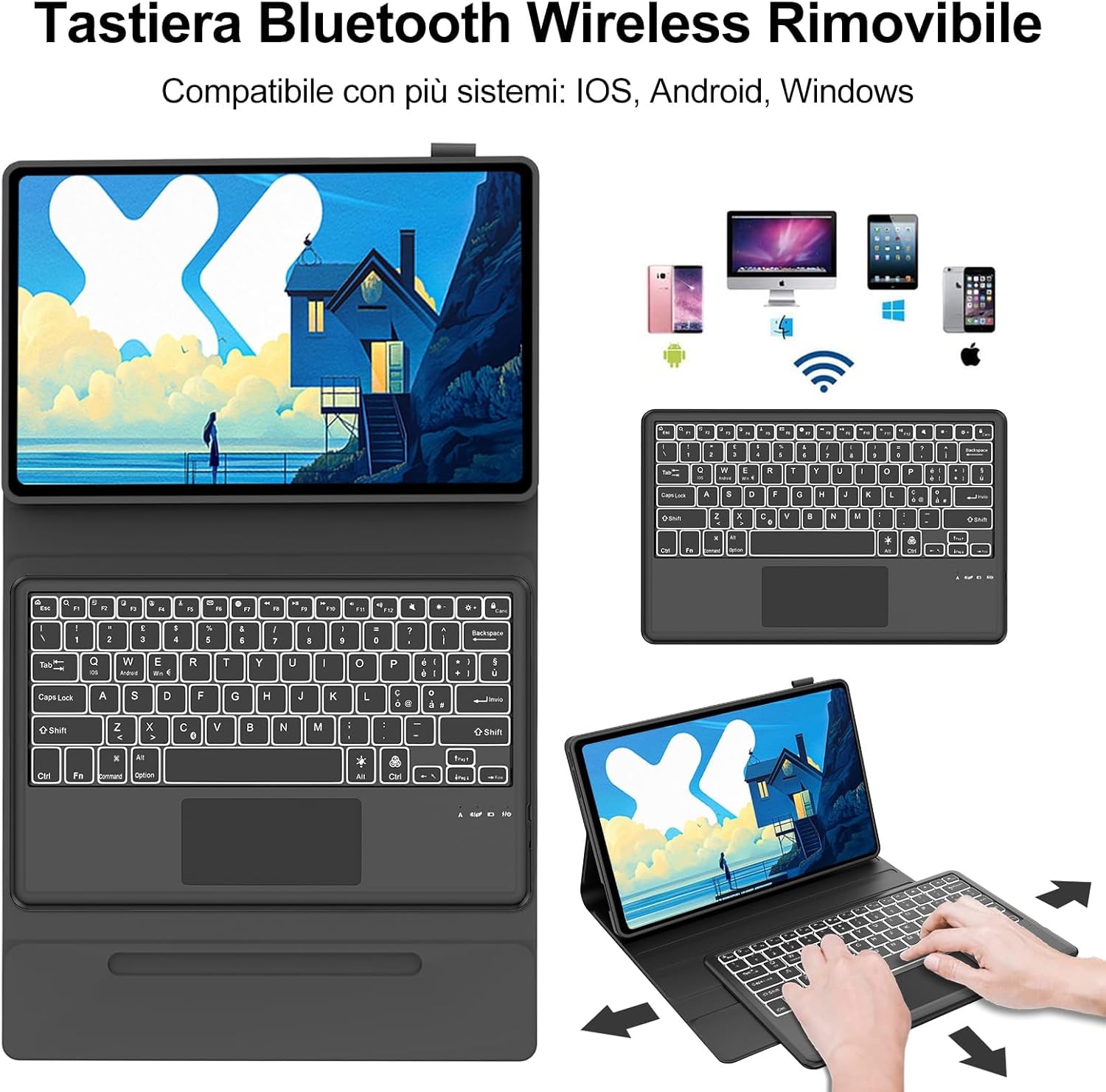 Cover Tastiera Lenovo Idea Tab Pro 12.7" 2025 con Touchpad - immagine 3